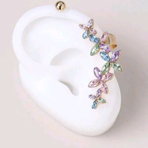 🆕RHINESTONE MULTI-COLOURED FLORAL EAR CLIMBER/CUFF